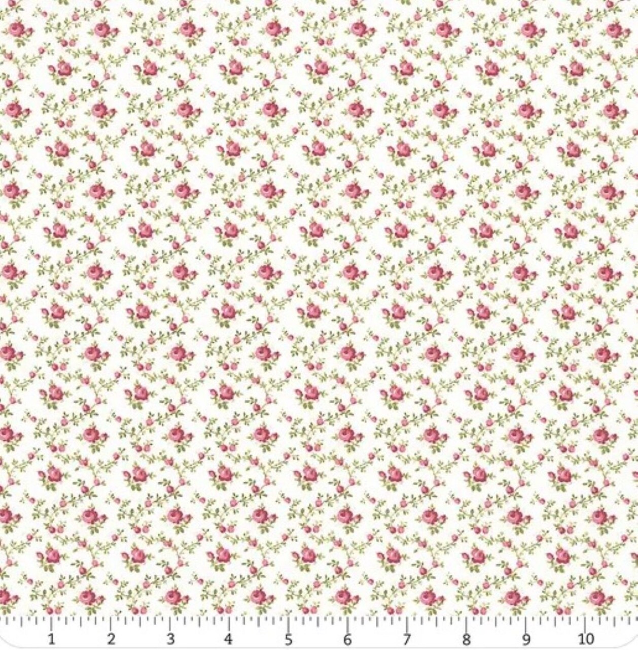 French Roses Light Cream Trellis Rose Buds Pink by Clothworks